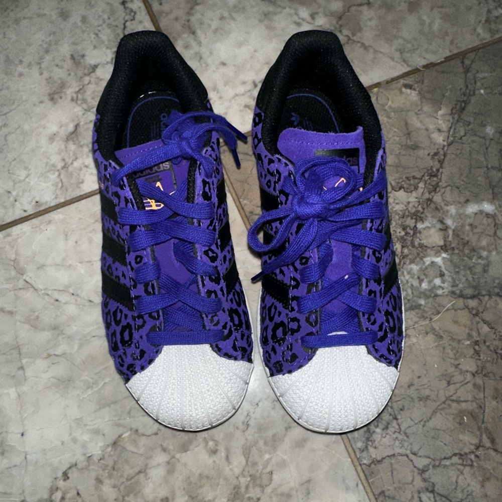 Adidas Purple and Black Leopard Sneakers